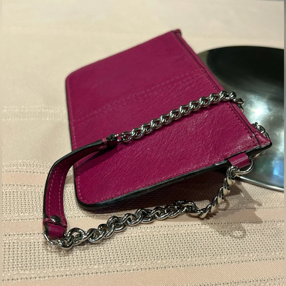 Coach Flat Wristlet Pink Zip Chain Strap - Picture 7 of 10